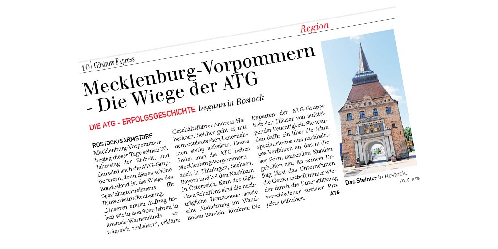 Zeitungsartikel Mecklenburg-Vorpommern: Die Wiege der ATG
